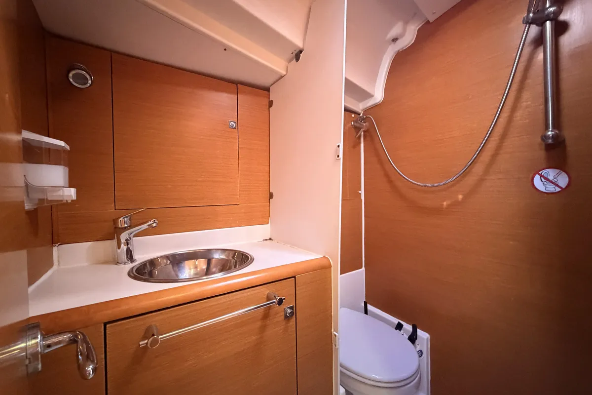 Cabin on Classic, a Jeanneau Sun Odyssey 439 sailboat at Fethiye, Turkey