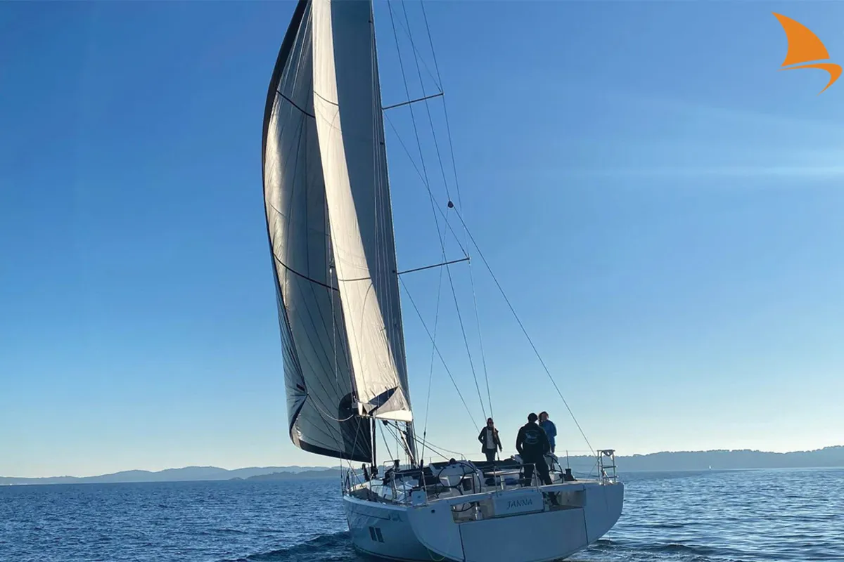 Exterior view of Janna, a Hanse 548 sailboat at Hyères, France