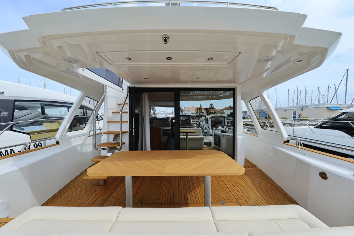 Deck of Red Hot, a Greenline 48 Fly motor yacht at Grad Biograd na Moru, Croatia