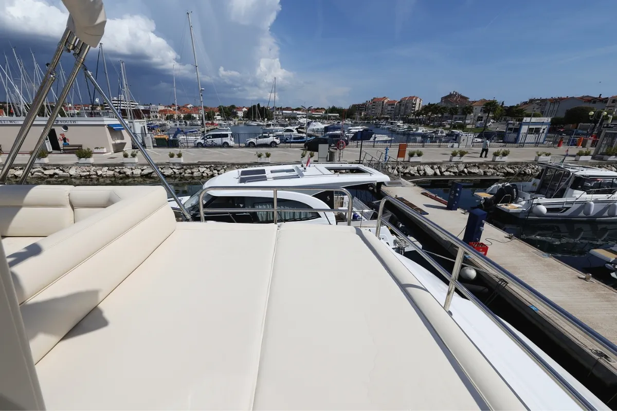 Deck of Red Hot, a Greenline 48 Fly motor yacht at Grad Biograd na Moru, Croatia