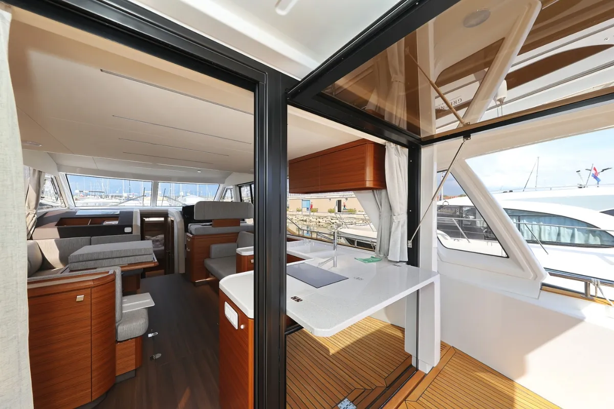 Galley of Red Hot, a Greenline 48 Fly motor yacht at Grad Biograd na Moru, Croatia