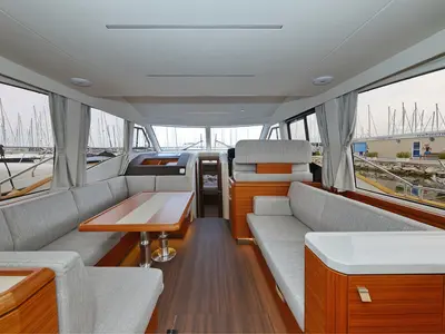 Salon of Red Hot, a Greenline 48 Fly motor yacht at Grad Biograd na Moru, Croatia