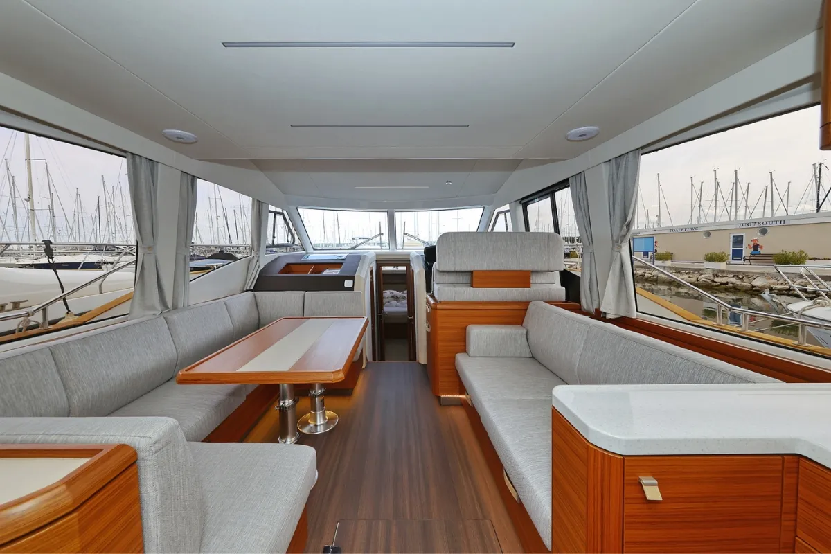 Salon of Red Hot, a Greenline 48 Fly motor yacht at Grad Biograd na Moru, Croatia
