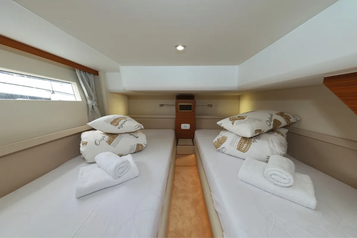 Cabin on Red Hot, a Greenline 48 Fly motor yacht at Grad Biograd na Moru, Croatia
