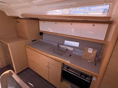 Galley of Ansomo, a Dufour 430 sailboat at Jezera, Croatia