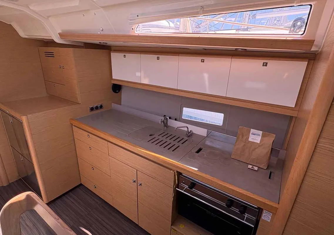 Galley of Ansomo, a Dufour 430 sailboat at Jezera, Croatia