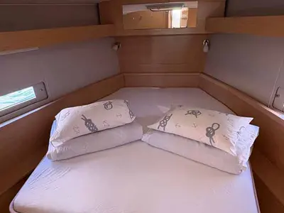 Cabin on Ansomo, a Dufour 430 sailboat at Jezera, Croatia
