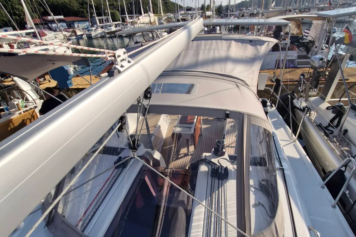 Deck of Agios, a Beneteau Oceanis 37.1 sailboat at Grad Pula, Croatia