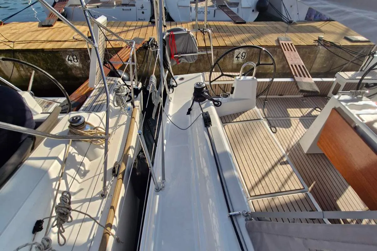 Deck of Agios, a Beneteau Oceanis 37.1 sailboat at Grad Pula, Croatia