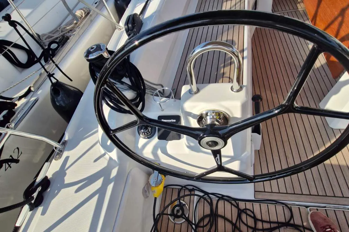 Cockpit of Agios, a Beneteau Oceanis 37.1 sailboat at Grad Pula, Croatia