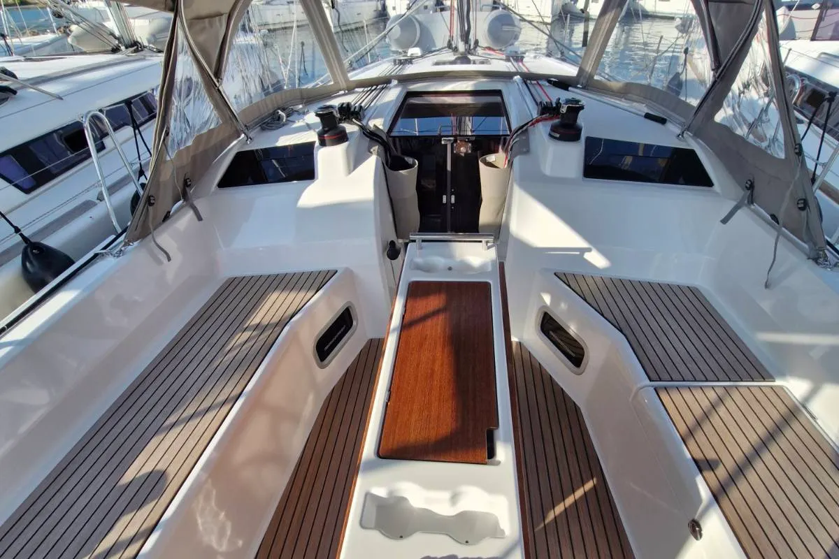Deck of Agios, a Beneteau Oceanis 37.1 sailboat at Grad Pula, Croatia