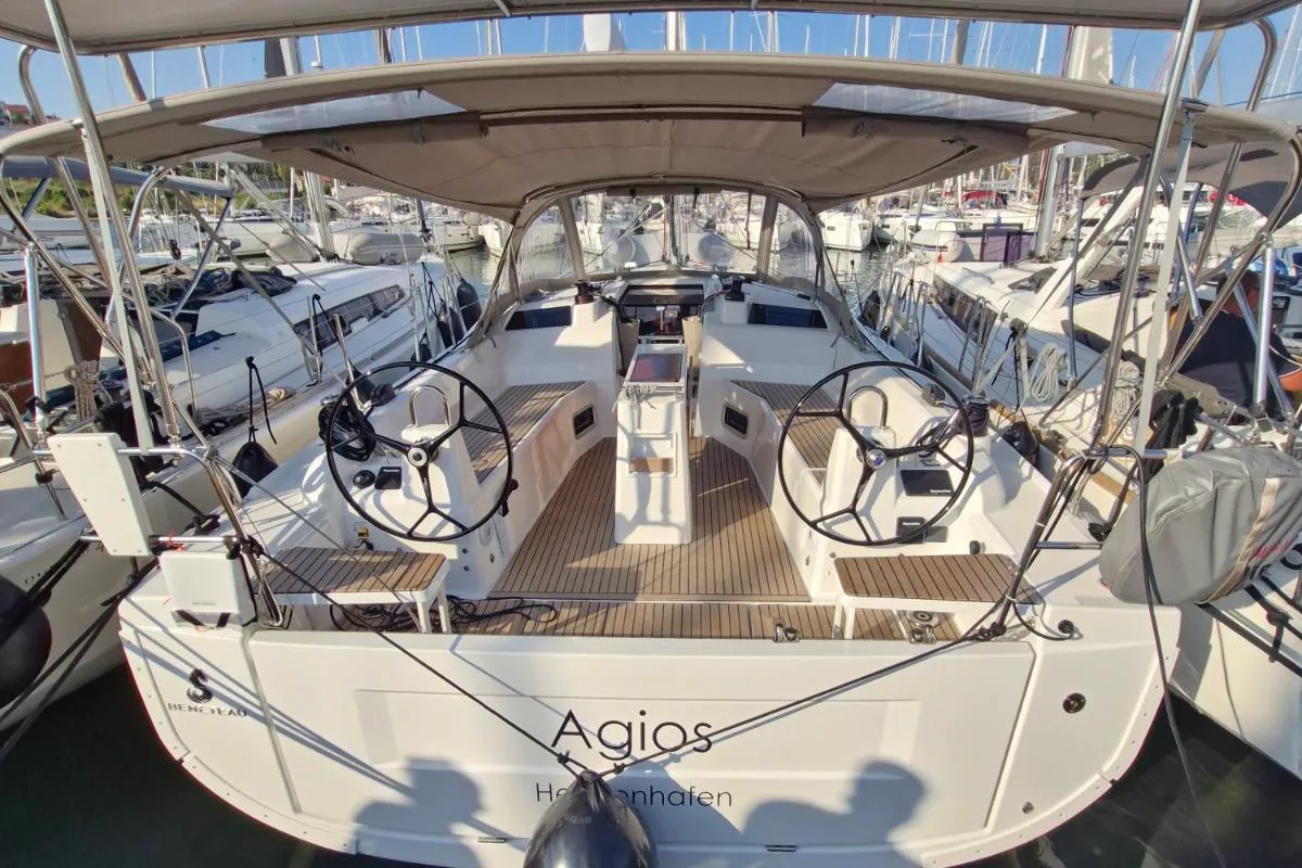Cockpit of Agios, a Beneteau Oceanis 37.1 sailboat at Grad Pula, Croatia