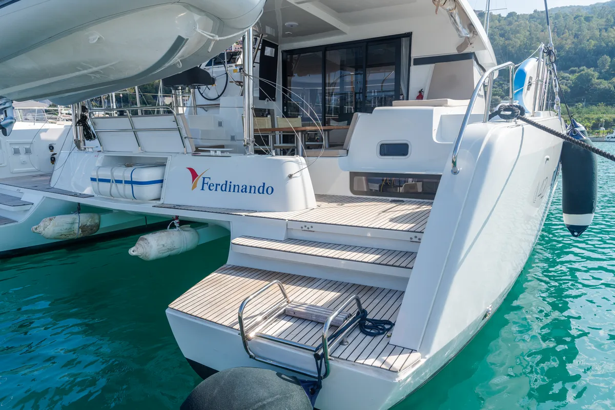 Exterior view of Ferd - Premium line, a Lagoon 42 catamaran at Capo d'Orlando, Italy