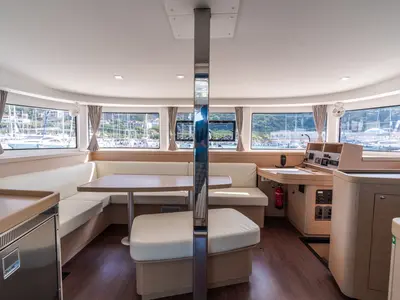 Salon of Ferd - Premium line, a Lagoon 42 catamaran at Capo d'Orlando, Italy