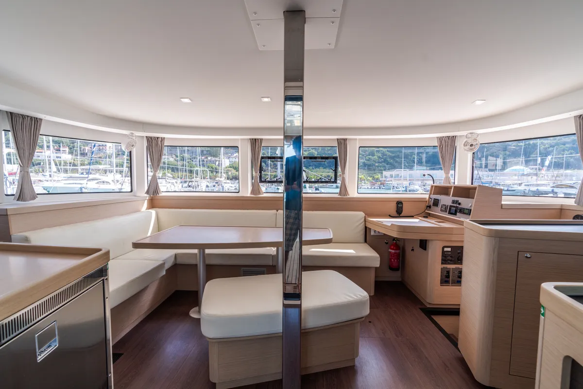Salon of Ferd - Premium line, a Lagoon 42 catamaran at Capo d'Orlando, Italy