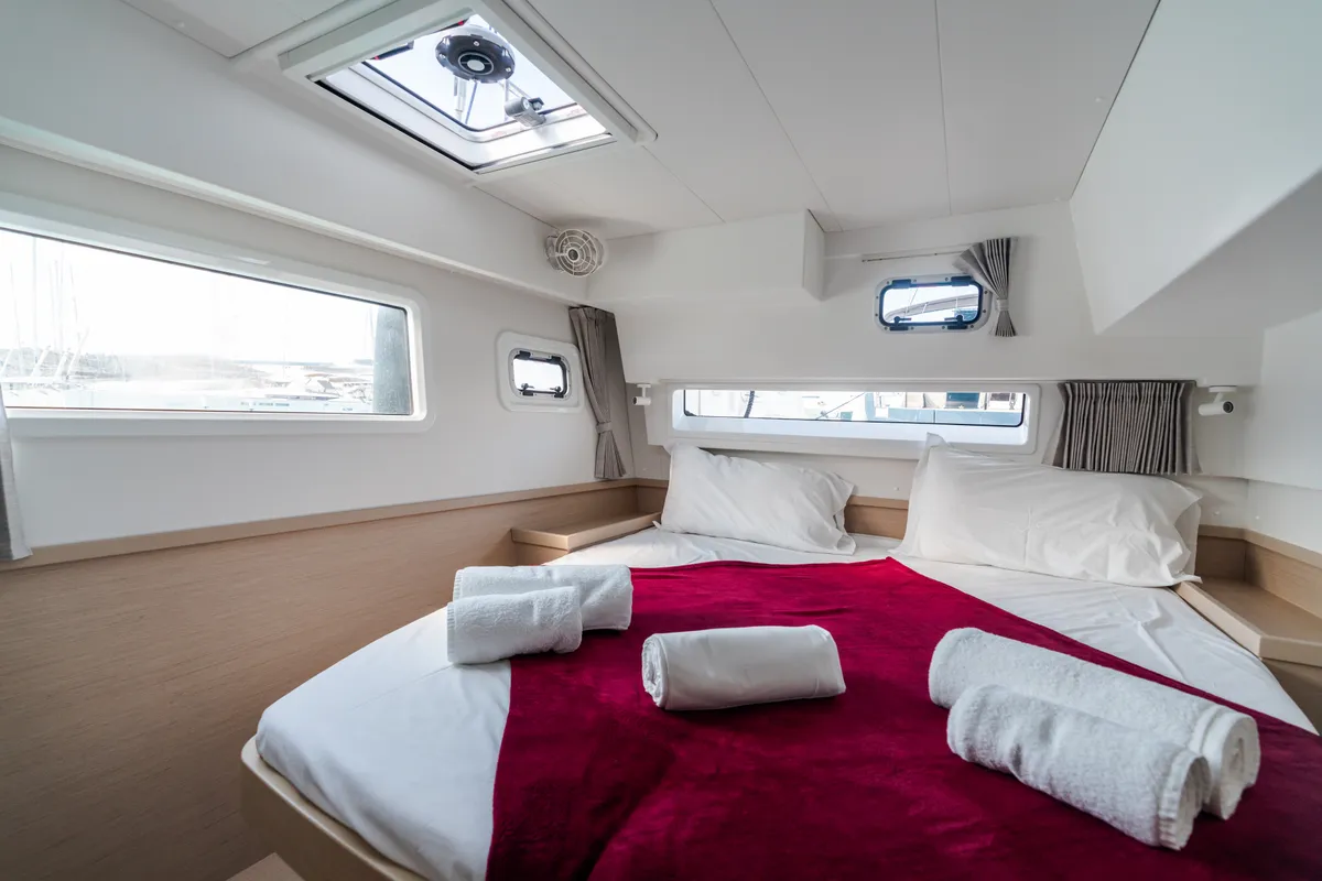 Cabin on Ferd - Premium line, a Lagoon 42 catamaran at Capo d'Orlando, Italy