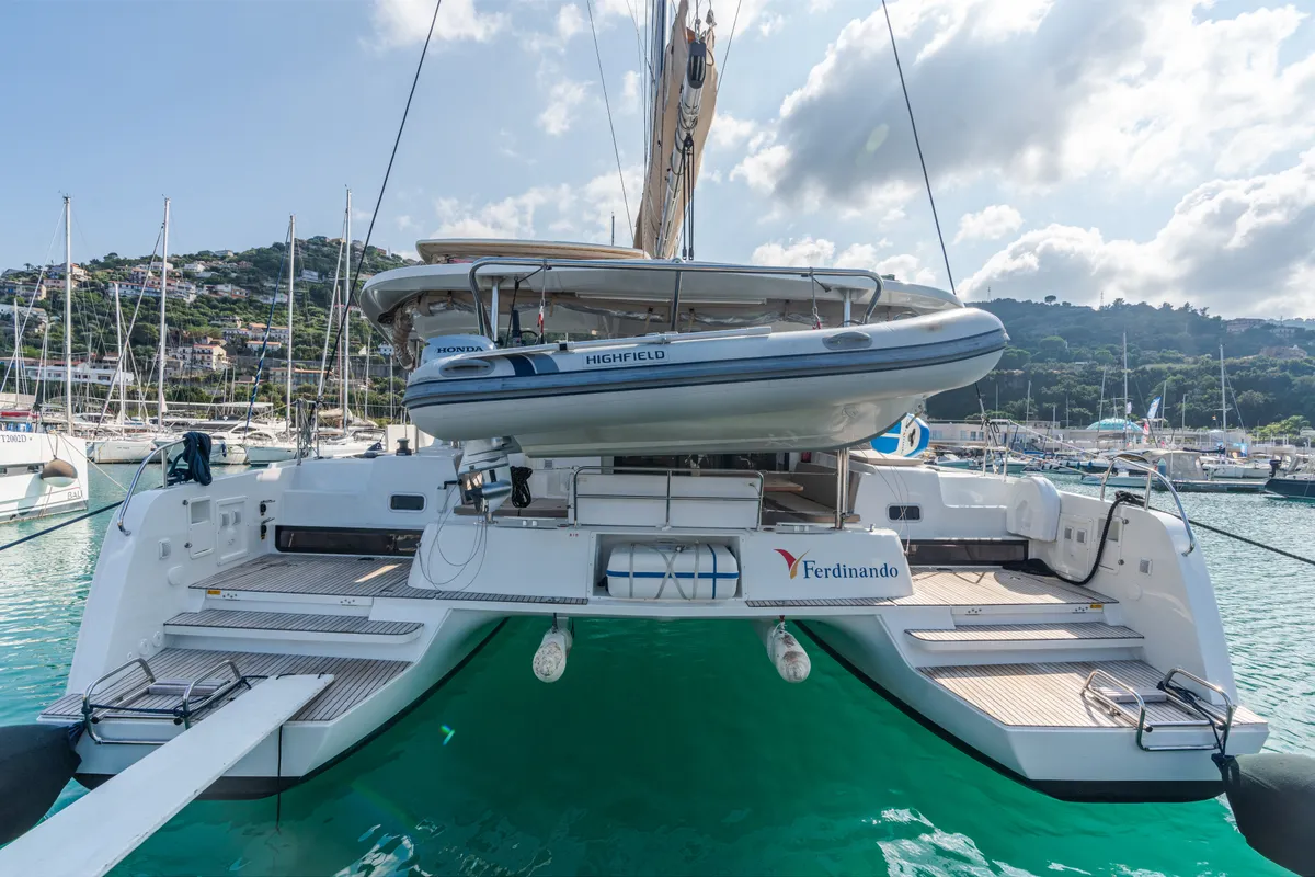 Exterior view of Ferd - Premium line, a Lagoon 42 catamaran at Capo d'Orlando, Italy