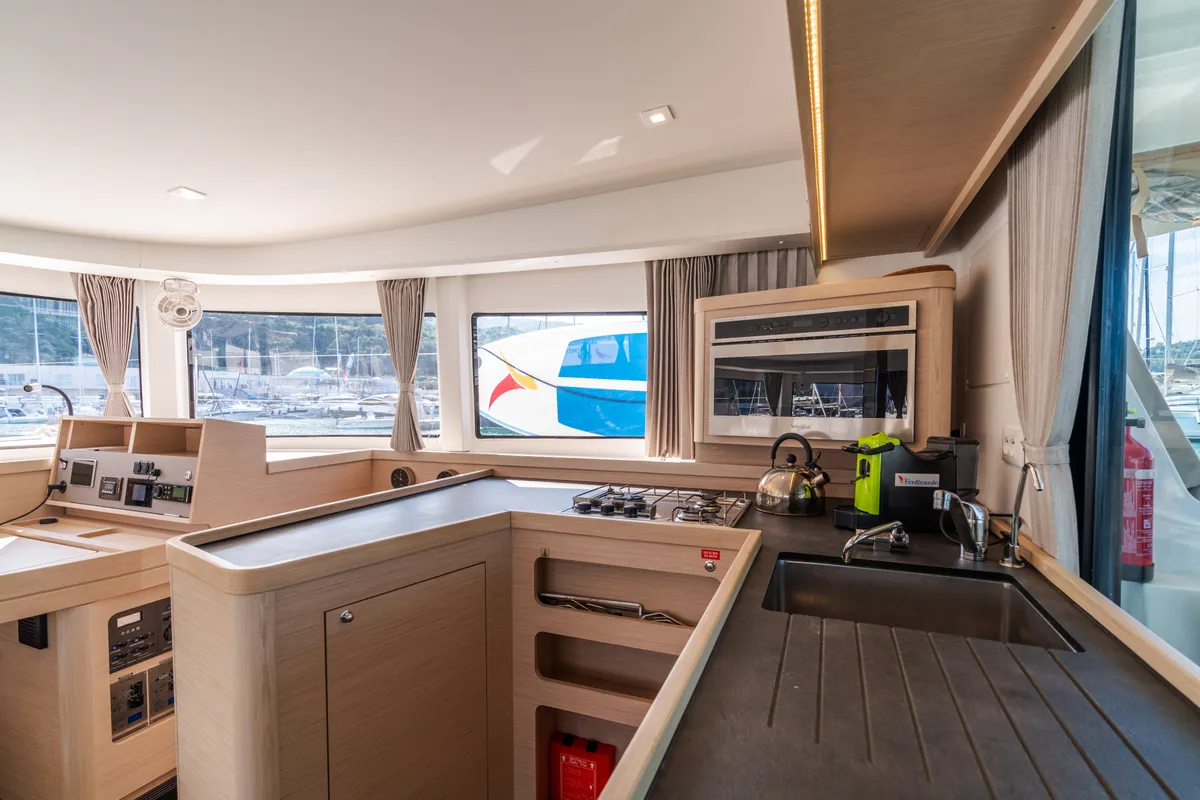 Galley of Ferd - Premium line, a Lagoon 42 catamaran at Capo d'Orlando, Italy