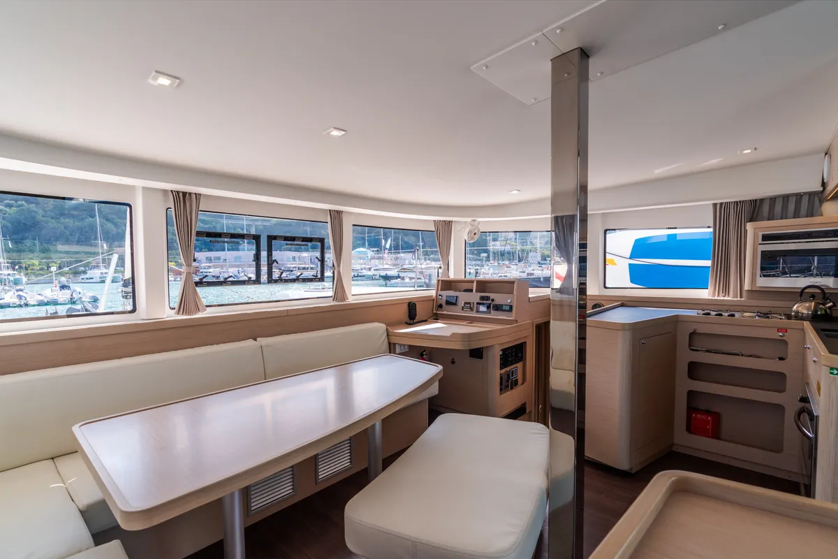 Salon of Ferd - Premium line, a Lagoon 42 catamaran at Capo d'Orlando, Italy