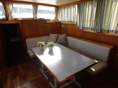 Salon of IJsvogel, a Delos 1430 motorboat at IJsselstein, Netherlands
