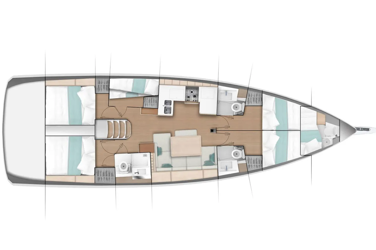 Floor plan of Achilleas, a Jeanneau Sun Odyssey 490 sailboat at Athens, Greece