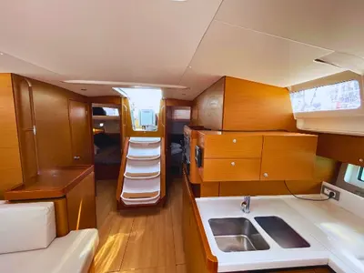 Galley of Achilleas, a Jeanneau Sun Odyssey 490 sailboat at Athens, Greece