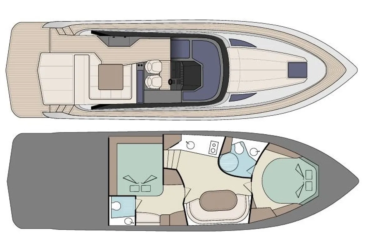 Floor plan of Premium, a Focus Power 44 motorboat at Općina Sukošan, Croatia