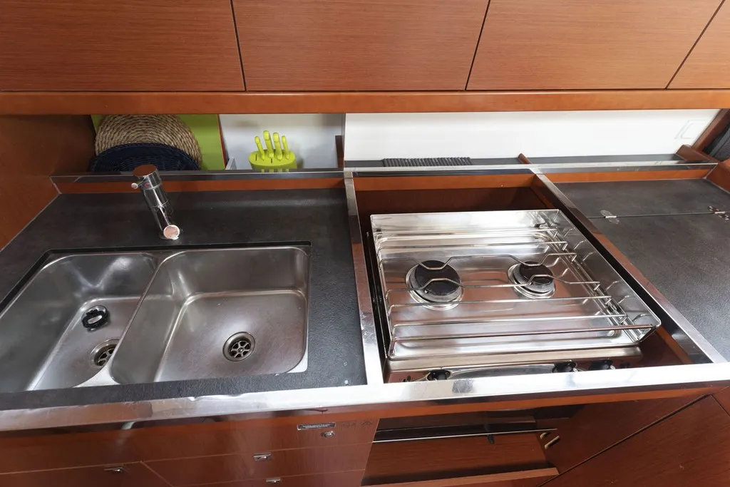 Galley of RUBIN, a Dufour 460 Grand Large sailboat at Port de Pollença, Spain