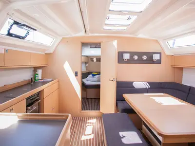 Salon of 'njoy, a Bavaria Cruiser 46 sailboat at Dubrovnik, Croatia