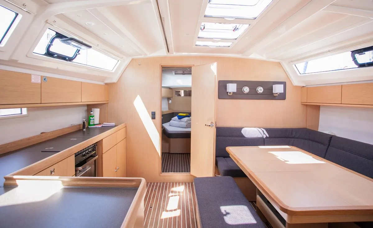 Salon of 'njoy, a Bavaria Cruiser 46 sailboat at Dubrovnik, Croatia