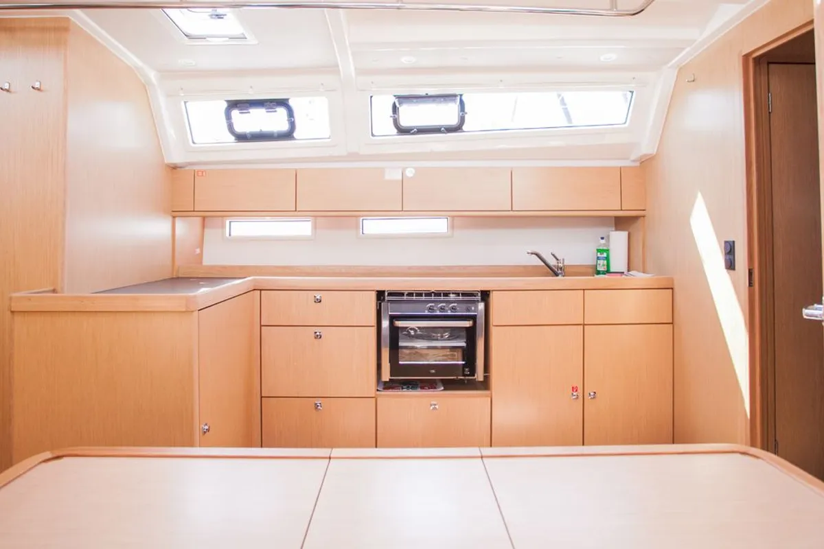 Galley of 'njoy, a Bavaria Cruiser 46 sailboat at Dubrovnik, Croatia