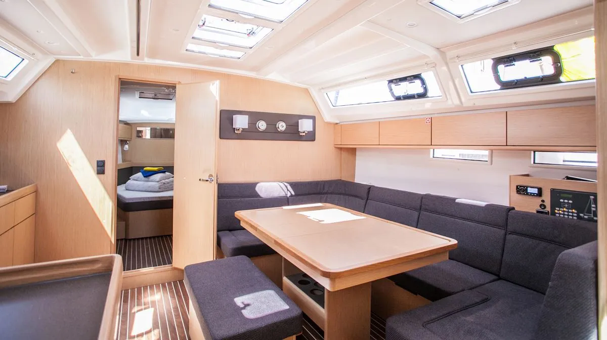 Salon of 'njoy, a Bavaria Cruiser 46 sailboat at Dubrovnik, Croatia
