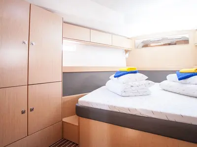 Cabin on 'njoy, a Bavaria Cruiser 46 sailboat at Dubrovnik, Croatia