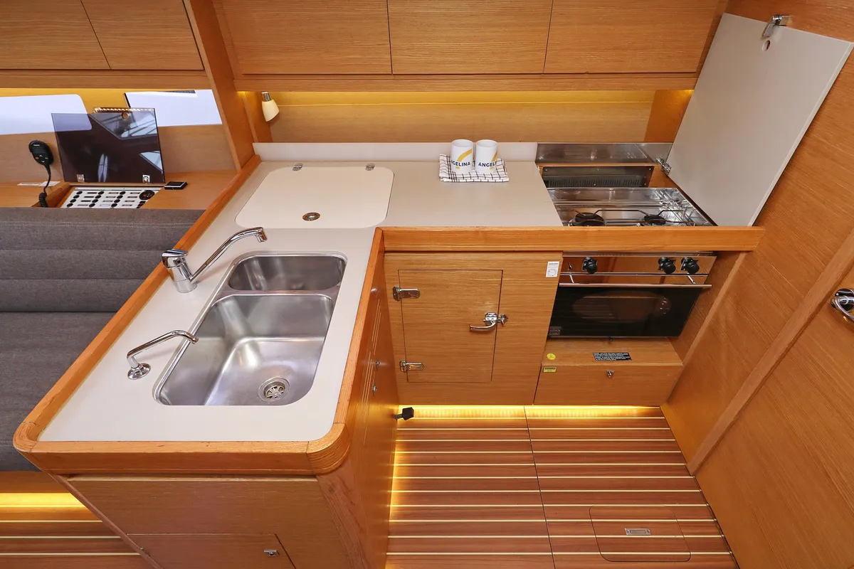 Galley of Black Pearl, a Dufour 412 GL sailboat at Grad Biograd na Moru, Croatia
