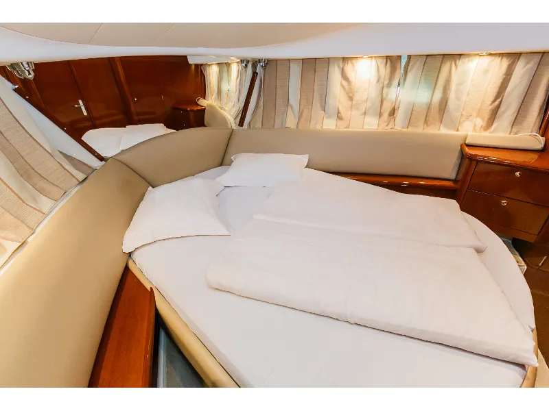 Cabin on Dodo, a Prestige 36 Fly motorboat at Primošten, Croatia