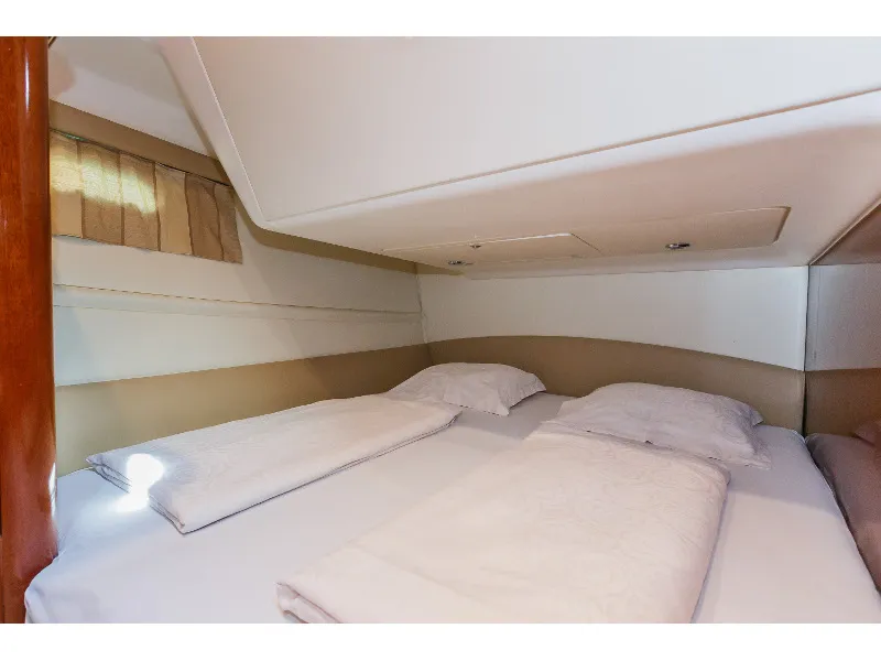Cabin on Dodo, a Prestige 36 Fly motorboat at Primošten, Croatia
