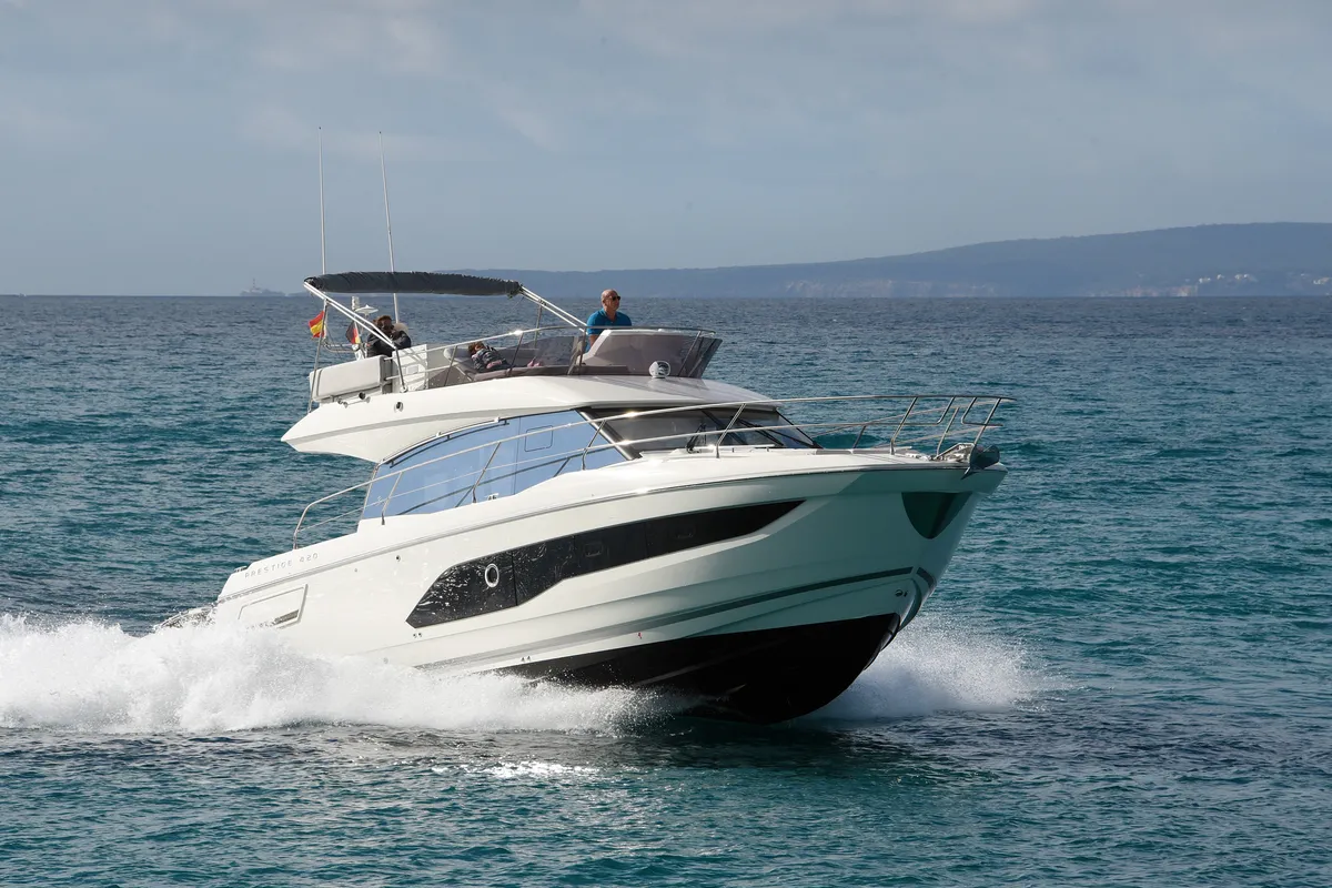 Exterior view of My Love II, a Prestige 42 Fly motorboat at Llucmajor, Spain