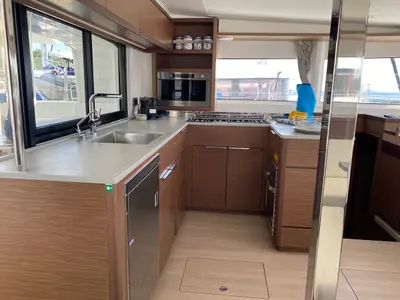Galley of Rolling Stones, a Lagoon 46 catamaran at Salerno, Italy