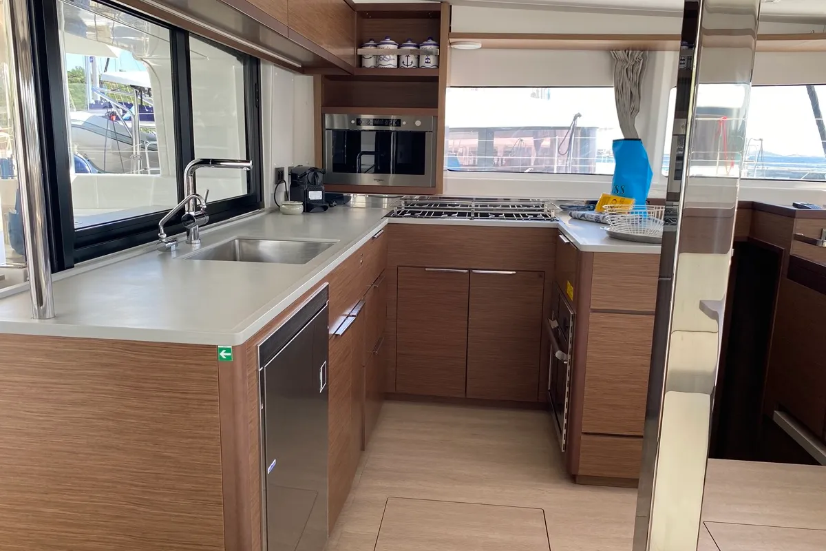 Galley of Rolling Stones, a Lagoon 46 catamaran at Salerno, Italy