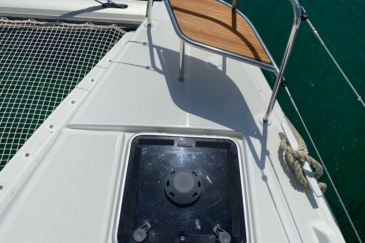 Deck of Rolling Stones, a Lagoon 46 catamaran at Salerno, Italy