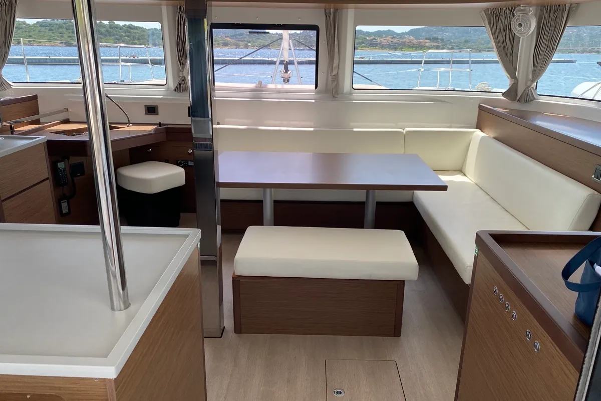 Salon of Rolling Stones, a Lagoon 46 catamaran at Salerno, Italy