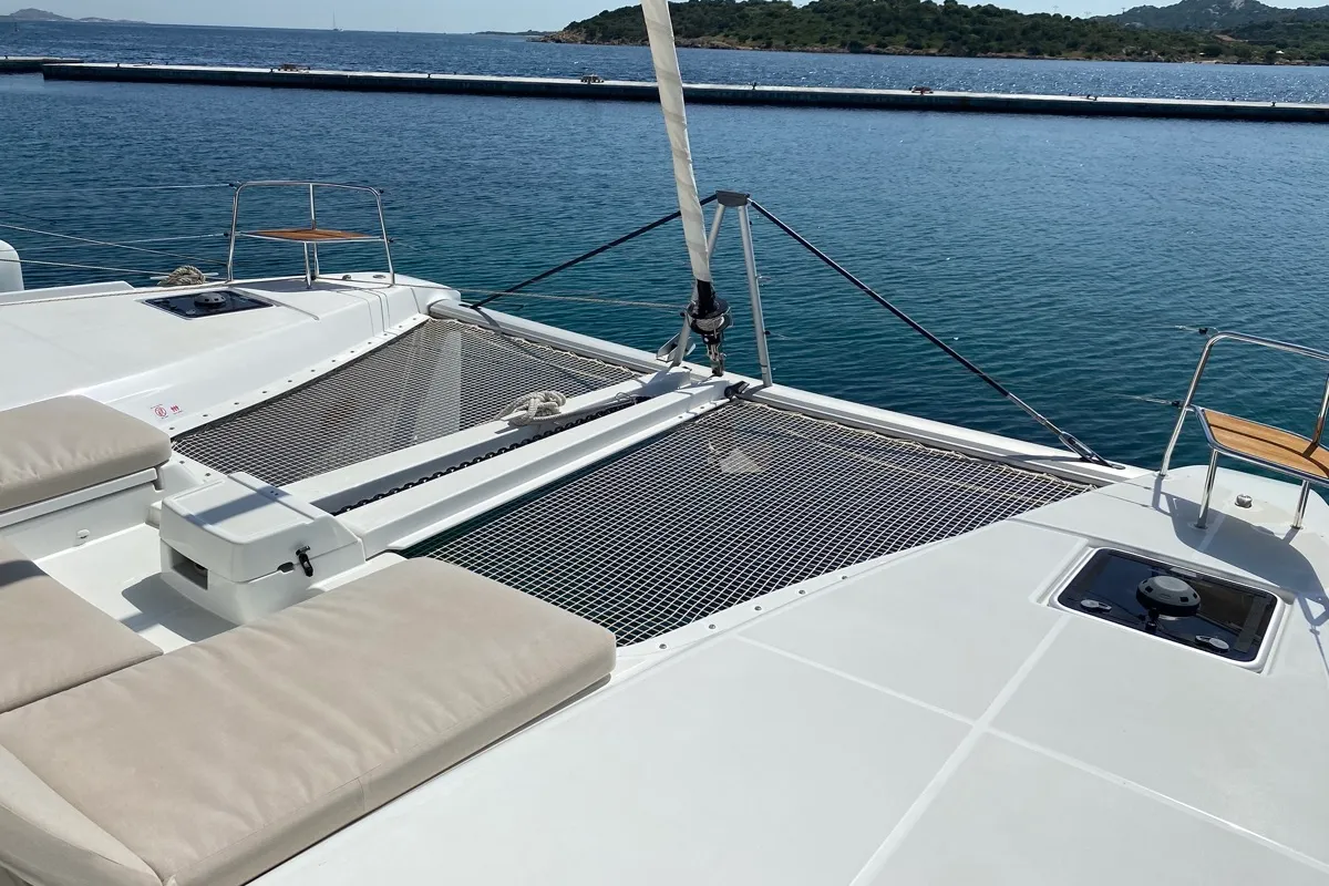 Deck of Rolling Stones, a Lagoon 46 catamaran at Salerno, Italy
