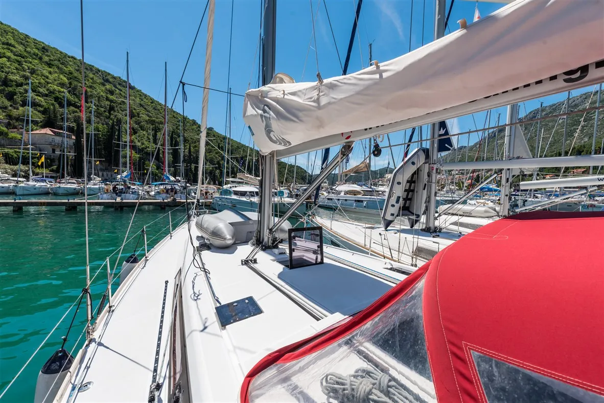 Deck of Ultra Dubrovnik, a Beneteau Oceanis 48 sailboat at Općina Medulin, Croatia