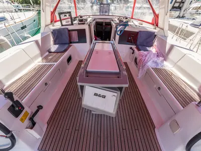 Deck of Ultra Dubrovnik, a Beneteau Oceanis 48 sailboat at Općina Medulin, Croatia