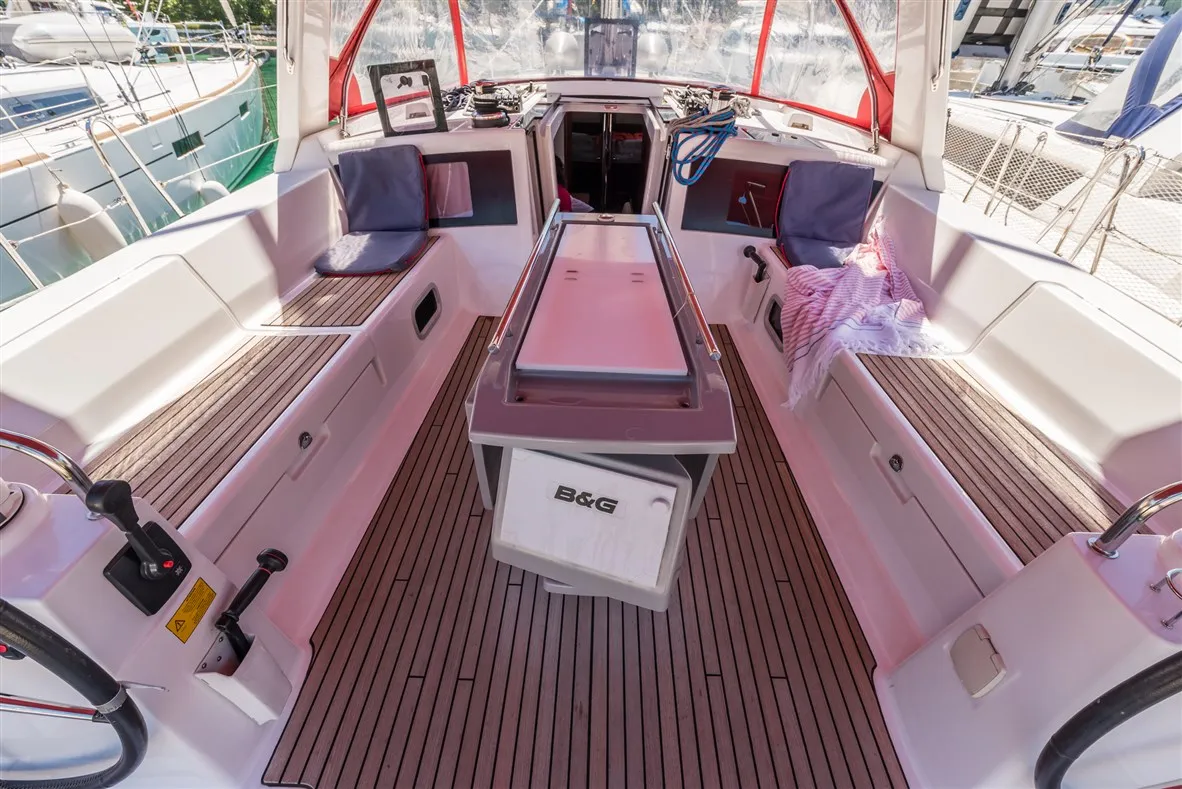 Deck of Ultra Dubrovnik, a Beneteau Oceanis 48 sailboat at Općina Medulin, Croatia