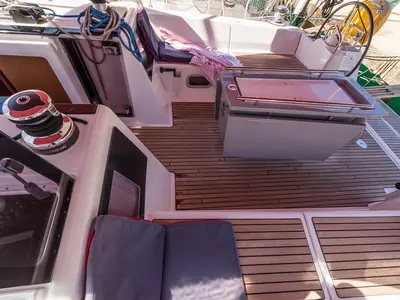 Cockpit of Ultra Dubrovnik, a Beneteau Oceanis 48 sailboat at Općina Medulin, Croatia
