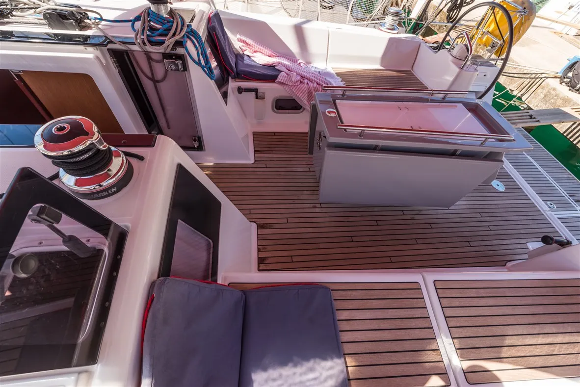 Cockpit of Ultra Dubrovnik, a Beneteau Oceanis 48 sailboat at Općina Medulin, Croatia