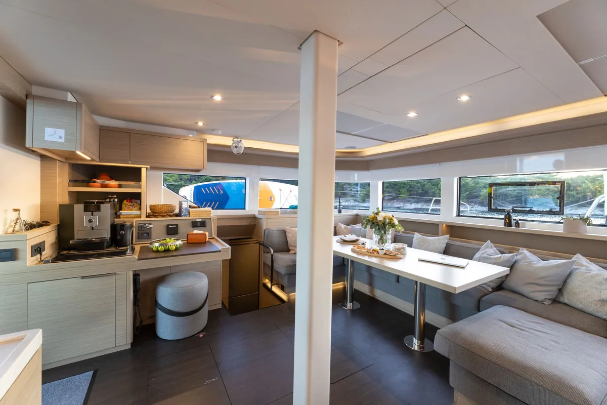 Salon of ARTISAN, a Lagoon 55 catamaran at Split, Croatia