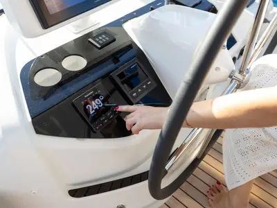 Cockpit of ARTISAN, a Lagoon 55 catamaran at Split, Croatia