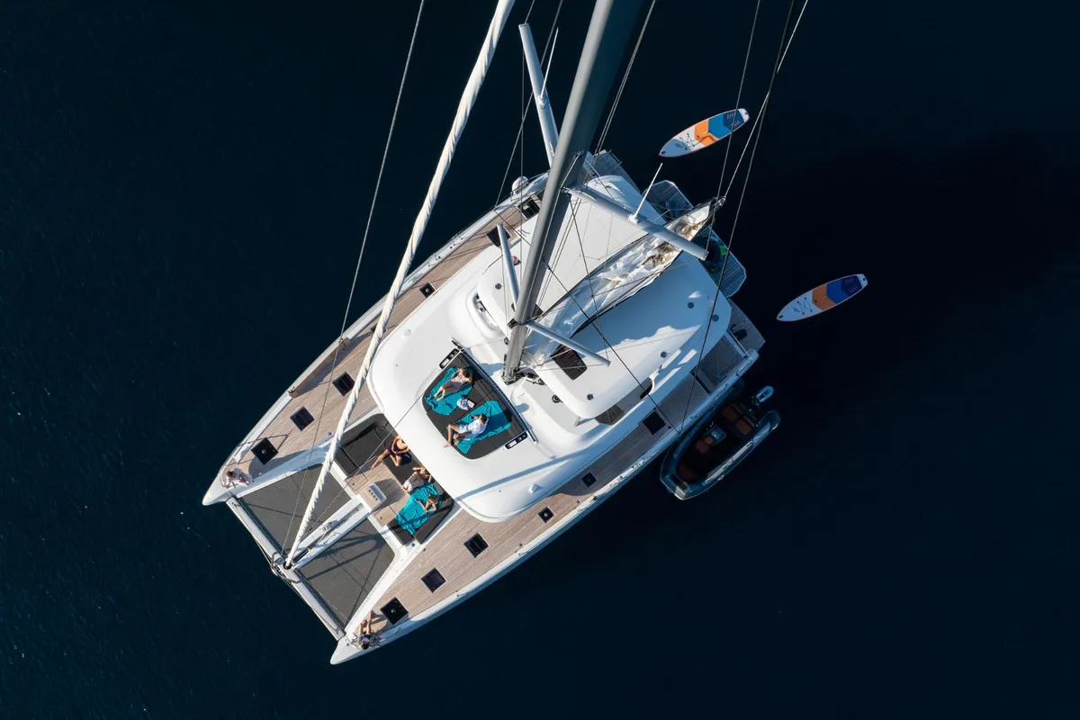 Exterior view of ARTISAN, a Lagoon 55 catamaran at Split, Croatia
